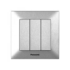 Выключатель трехклавишный Panasonic Arkedia Slim серебро - фото