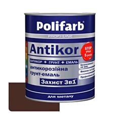 Эмаль Polifarb Защита 3 в 1 Antikor коричнево-шоколадная 0,9 кг - фото