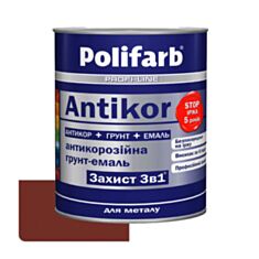 Емаль Polifarb Захист 3 в 1 Antikor червоно-коричнева 0,9 кг - фото