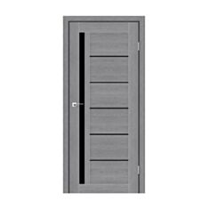 Міжкімнатні двері StilDoors Sofia 600 мм Дуб Попелястий чорне скло - фото