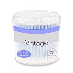 Ватні палички Vintage 100% Pure Soft Cotton стакан 200 шт - фото