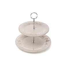 Етажерка дворівнева Вінтаж троянди бежева керамічна BonaDi 545-171 23 см - фото