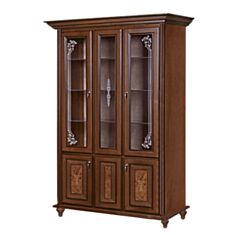 Витрина трехдверная Верона орех - фото