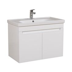 Тумба Aqua Rodos Омега консольна біла з умивальником Frame 80 см - фото