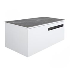 Тумба Aqua Rodos Ostin консольная белый матовый/Namibia black 90 см  - фото