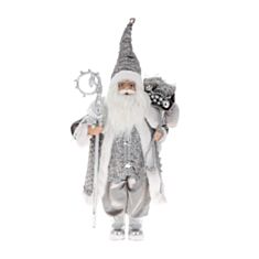 Новогодняя игрушка Санта с подарками BonaDi NY44-128 45 см серебряная с пайетками - фото