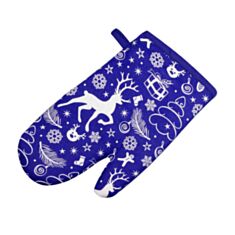 Перчатка кухонная Home Line Новый год 159401 30*19 см синяя - фото