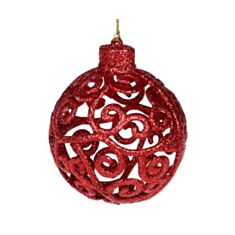 Игрушка на елку Ажурный шар BonaDi 788-840 8 см красная - фото