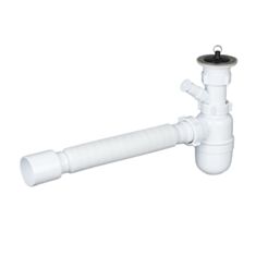 Сифон для кухонної мийки SoloPlast “Кухня” К-0110 з відведенням для побутової техніки - фото