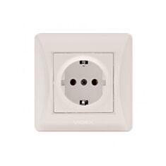 Розетка з заземленням VIDEX Binera VF-BNSK1G-CR кремова - фото