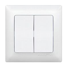 Выключатель двухклавишный Anura AE01103 белый - фото