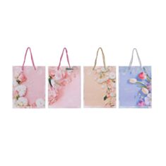 Пакет подарочный BonaDi PK4-221 з цветочным принтом у глиттере 41 см - фото