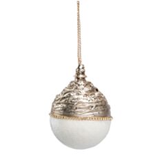 Игрушка на елку Шар Белое Золото 2707 Флориаль 8 см - фото