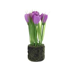 Декоративна композиція Крокуси BonaDi 714-133 з штучним мохом 22 см фіолетова - фото