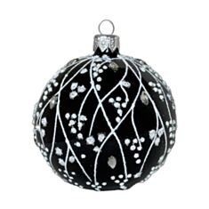 Елочная игрушка стеклянная ручной работы Orbital Д-307 8 см графит - фото