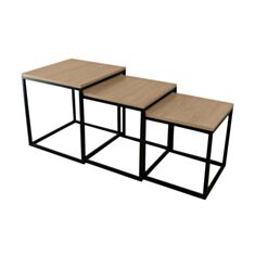 Столик журнальний Метал-Дизайн Кубо 3 в 1 дуб античний/чорний - фото