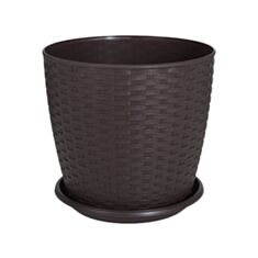 Горшок Алеана Ротанг с подставкой 24*22 см темно-коричневый - фото