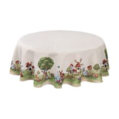 Скатертина гобеленова Limaso ROUND1179-160D Пасхальні мотиви 160 см - фото