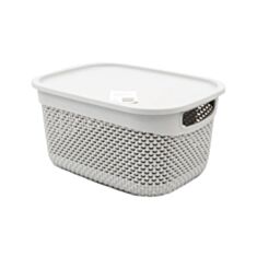 Корзина универсальная с крышкой Ucsan Plastik Drop M-1163 6,6 л светло-серая - фото