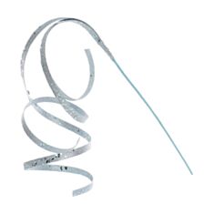 Декоративная новогодняя ветка с кудрявой лентой в глиттере BonaDi 807-182 76 см голубая - фото