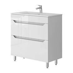 Тумба Ювента Neo 80 см с умывальником Practico белая - фото