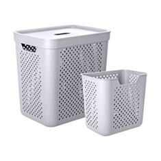 Корзина для белья Алеана Simple 171038 с органайзером 35 л какао - фото