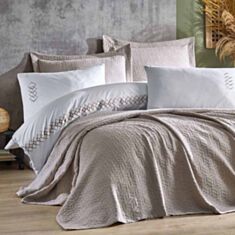 Комплект постельного белья Saheser Larissa bej с покрывалом - фото