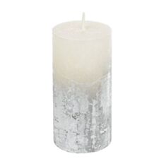 Свічка циліндр розкривається Candy Light С07*15/1-1.1-9.1 омбре біла в сріблі - фото