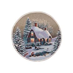 Салфетка гобеленовая Limaso ROUND1267M-30D с кружевом 30 см - фото