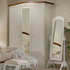 Шафа дерев'яна трьохдверна Merx Poema ПМ 1303 біла 26006633 - фото