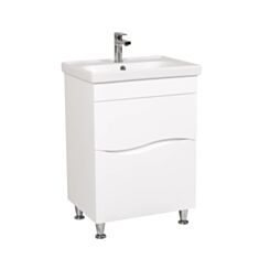 Тумба Aqua Rodos Альфа напольная 60 см белая с умывальником Комо - фото