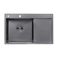 Кухонная мойка Kroner KRP PVD Schwarze-7849RHM правая /1 мм 78*49 см - фото