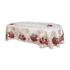 Скатерть новогодняя гобеленовая Limaso RED BALLS OVAL-276 160*276 см - фото