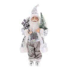 Новогодняя игрушка Санта с подарками BonaDi NY44-124 45 см серебро с пайетками - фото