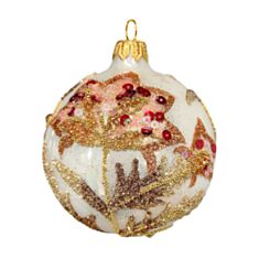 Елочная игрушка стеклянная ручной работы "Д-380" Orbital 100 мм белый опал - фото