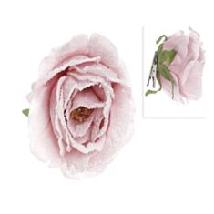 Квітка "Троянда" рожева засніжена на кліпсі БД 758-334 - фото