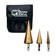 Набір ступінчастих свердл WERK 2039511 4-12, 4-20, 4-32 мм 3 шт - фото