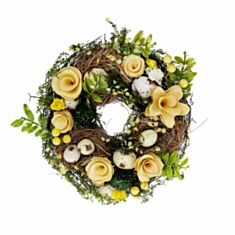 Декоративний великодній вінок BonaDi 814-901 21 см жовтий - фото
