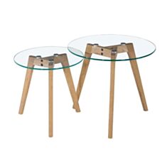 Комплект журнальных стеклянных столиков Glass G5 бук - фото