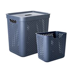 Корзина для белья Алеана Simple 171038 с органайзером 35 л гранит - фото