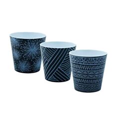 Горшок Алеана Деко со вставкой 114047 с декором Этно 16*15,5 черный/белый - фото