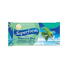 Вологі серветки SuperFresh Breeze 15 шт - фото