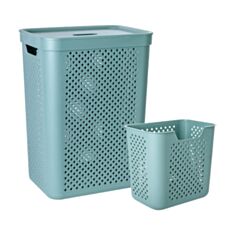 Корзина для белья Алеана Simple 171039 с органайзером 45 л зеленая - фото