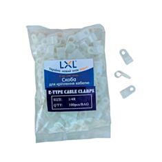 Скоба для кріплення кабелю LXL 1/4R 6,35 мм біла 100 шт - фото