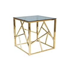 Столик журнальный стеклянный Signal Escada B стекло дымчатое/золотой - фото