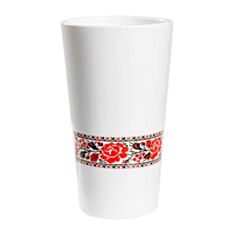 Ваза белая с цветами ETERNA 703-30 13*13*30 см - фото