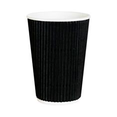 Стакан паперовий гофрований 340 мл 15 шт чорний - фото