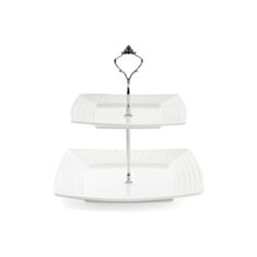 Етажерка дворівнева Квадрат біла керамічна BonaDi 988-142 24 см - фото