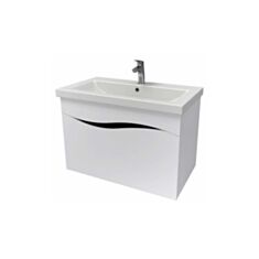 Тумба Aqua Rodos Альфа консольная 80 см белая с умывальником Комо - фото