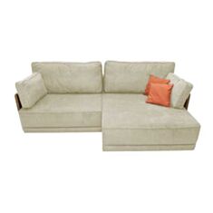 Диван с деревянными подлокотниками Беджамин молочный - фото